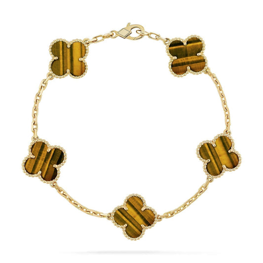 [Mystic Crown]CLOVER  5 MOTIFS TIGER EYE BRACELET