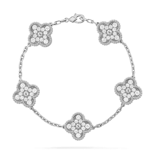 [Mystic Crown]CLOVER 5 MOTIFS  DIAMOND BRACELET SILVER
