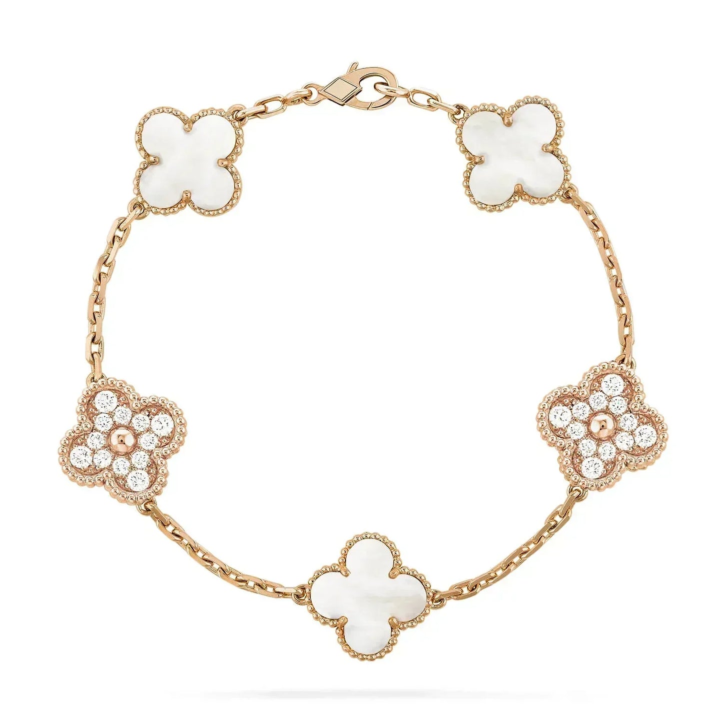 [Mystic Crown]CLOVER BRACELET 5 MOTIF WHITE MOP DIAMOND