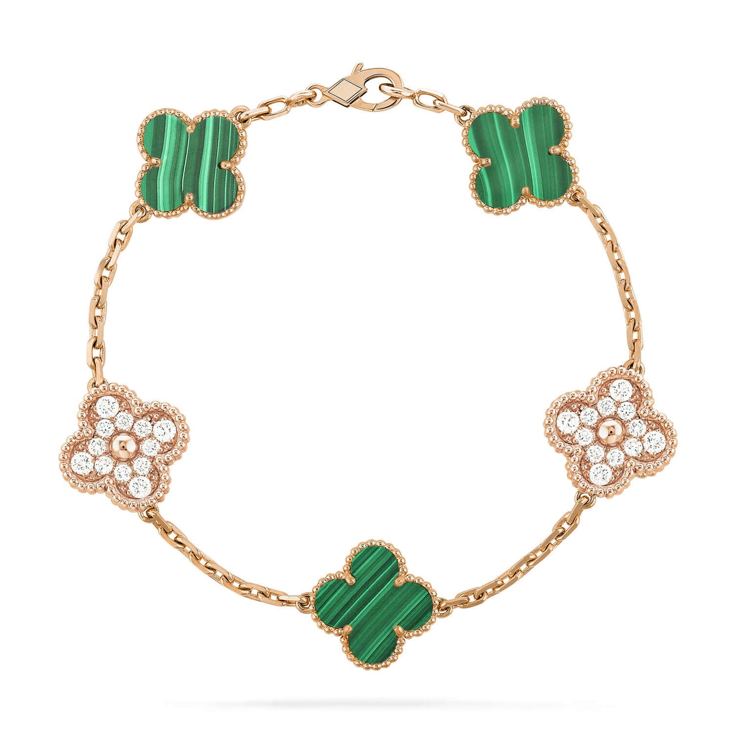 [Mystic Crown]CLOVER  5 MOTIF MALACHITE DIAMOND BRACELET