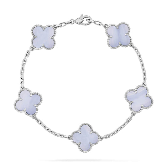 [Mystic Crown]CLOVER  5 MOTIF PURPLE CHALCEDONY BRACELET SILVER