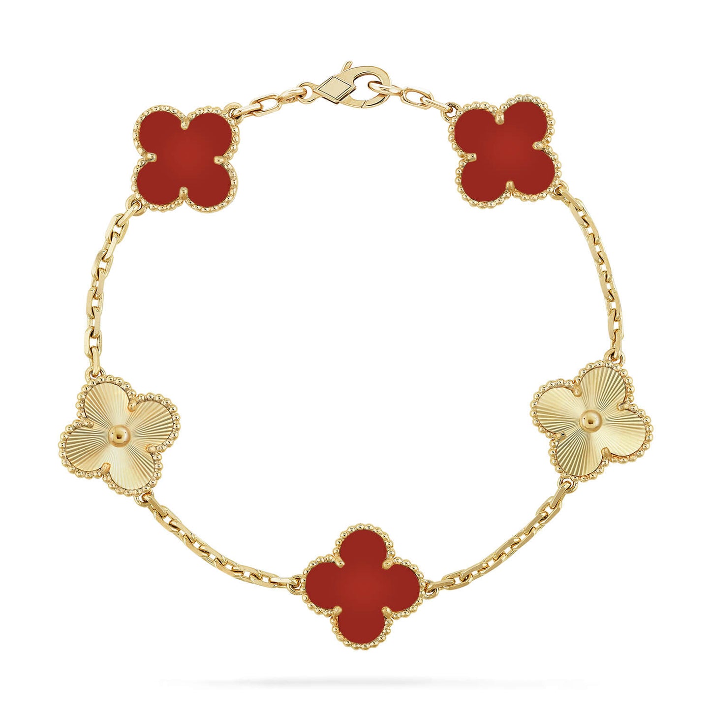 [Mystic Crown]CLOVER  5 MOTIFS CARNELIAN GOLD BRACELET