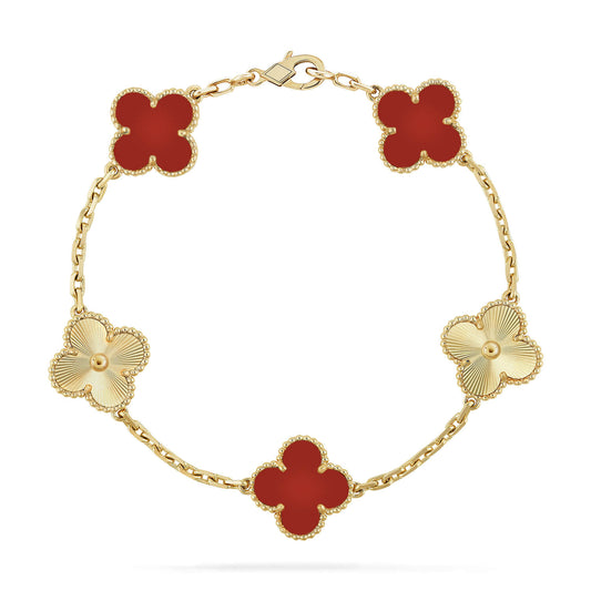 [Mystic Crown]CLOVER  5 MOTIFS CARNELIAN GOLD BRACELET