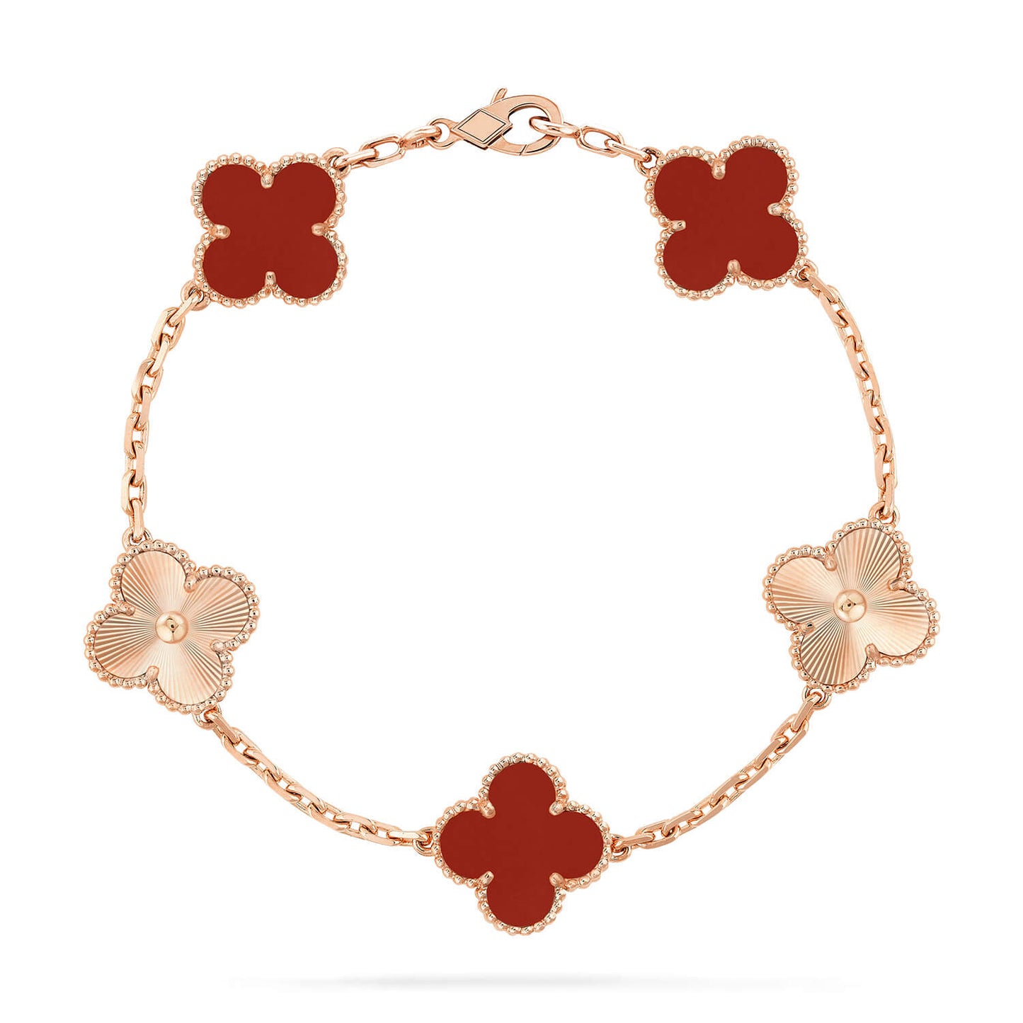 [Mystic Crown]CLOVER  5 MOTIFS CARNELIAN GOLD BRACELET