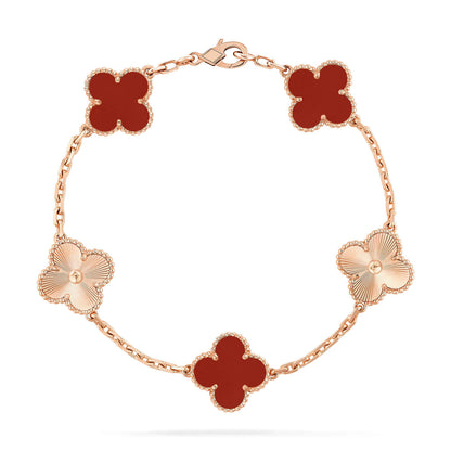 [Mystic Crown]CLOVER  5 MOTIFS CARNELIAN GOLD BRACELET