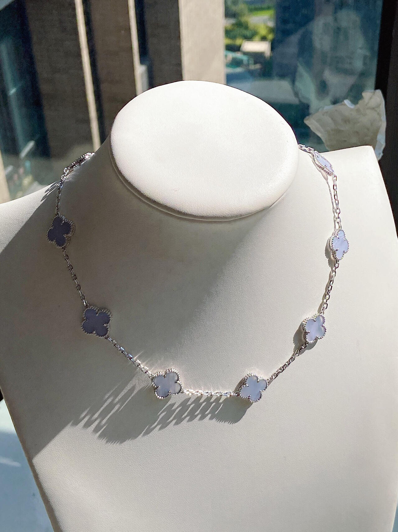 [Mystic Crown]CLOVER 10 MOTIFS BLUE CHALCEDONY NECKLACE