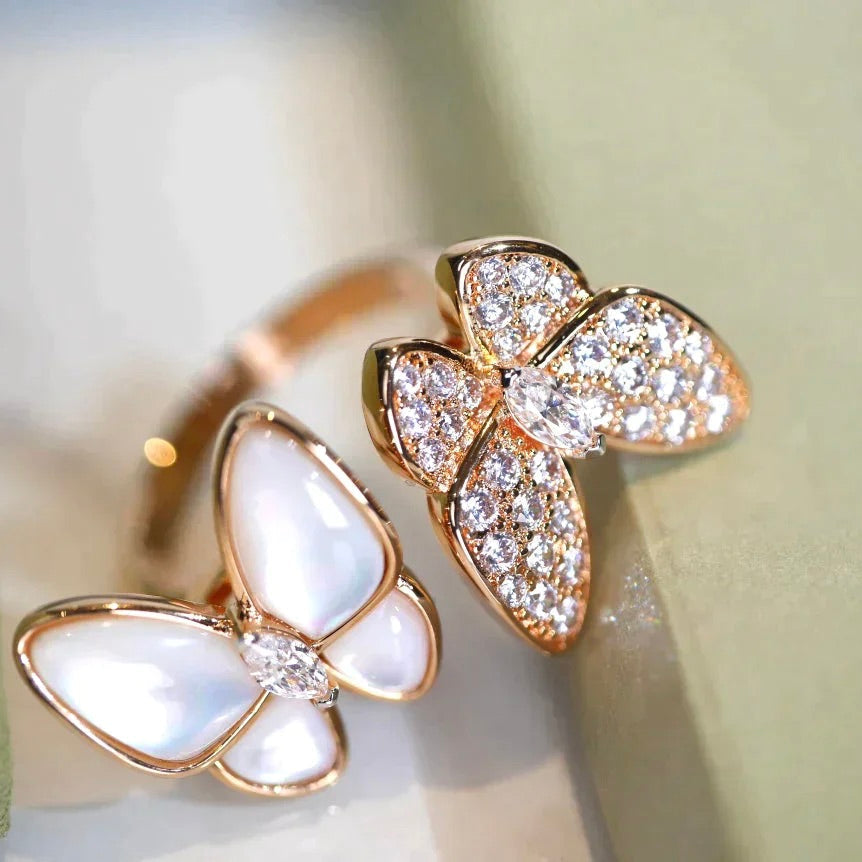 [Mystic Crown]TWIN BUTTERFLY DIAMOND MOP RING
