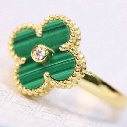 [Mystic Crown]CLOVER MALACHITE RING GOLD DIAMOND