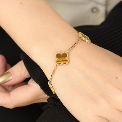 [Mystic Crown]CLOVER  5 MOTIFS TIGER EYE BRACELET