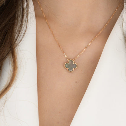 [Mystic Crown]CLOVER 15MM  GRAY MOTHER OF PEARL NECKLACE