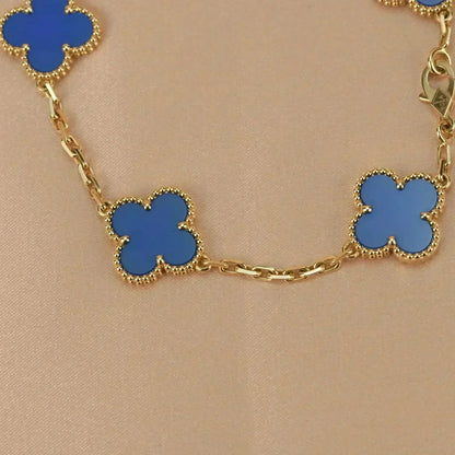 [Mystic Crown]CLOVER 5 MOTIFS BLUE AGATE BRACELET