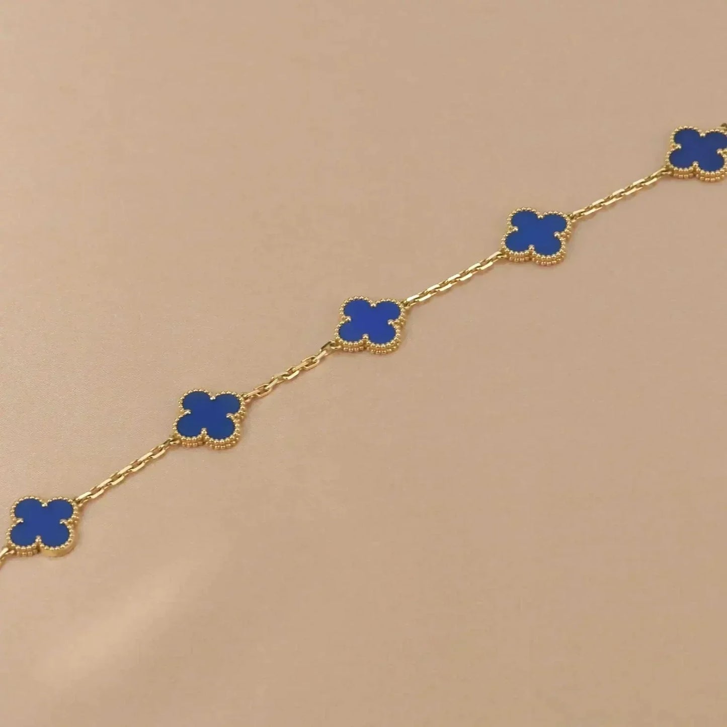 [Mystic Crown]CLOVER 5 MOTIFS BLUE AGATE BRACELET