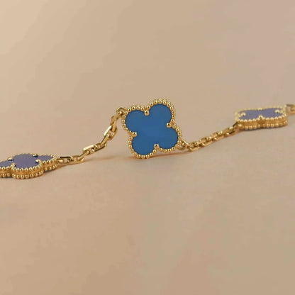 [Mystic Crown]CLOVER 5 MOTIFS BLUE AGATE BRACELET