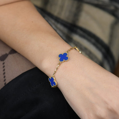 [Mystic Crown]CLOVER 5 MOTIFS BLUE AGATE BRACELET