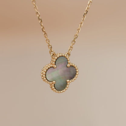 [Mystic Crown]CLOVER 15MM  GRAY MOTHER OF PEARL NECKLACE