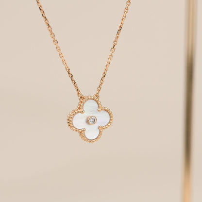 [Mystic Crown]CLOVER 15MM DIAMOND WHITE FRITILLARIA NECKLACE