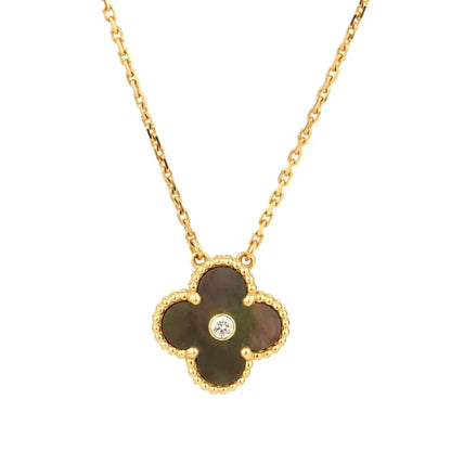 [Mystic Crown]CLOVER 15MM DIAMOND AND MOTHER-OF-GREY NECKLACE