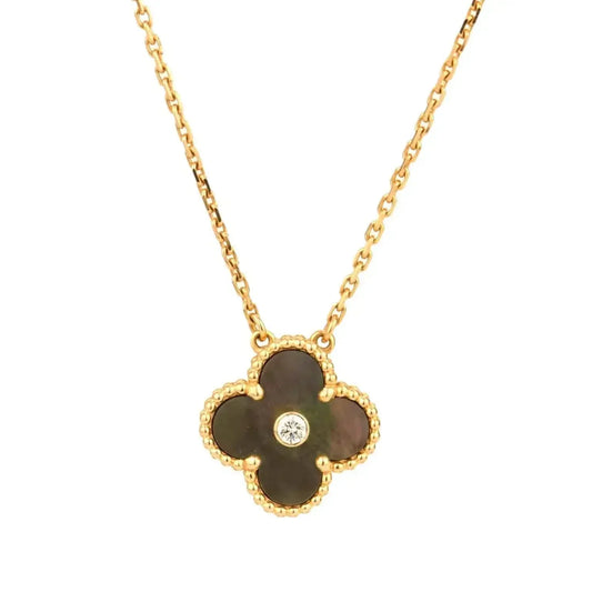 [Mystic Crown]CLOVER 15MM DIAMOND AND MOTHER-OF-GREY NECKLACE