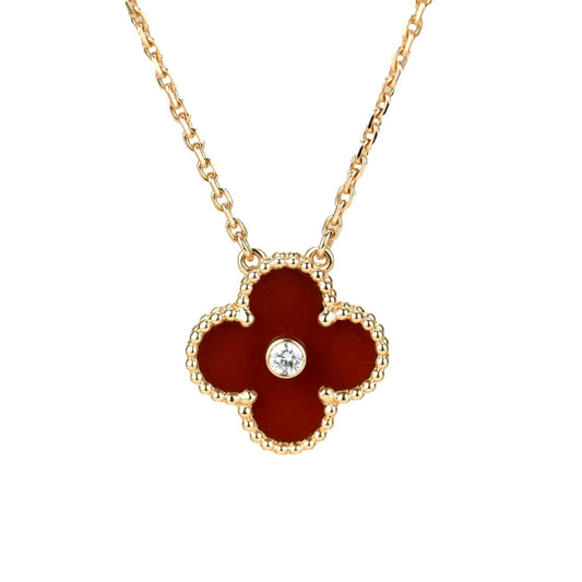[Mystic Crown]CLOVER 15MM DIAMOND CARNELIAN NECKLACE
