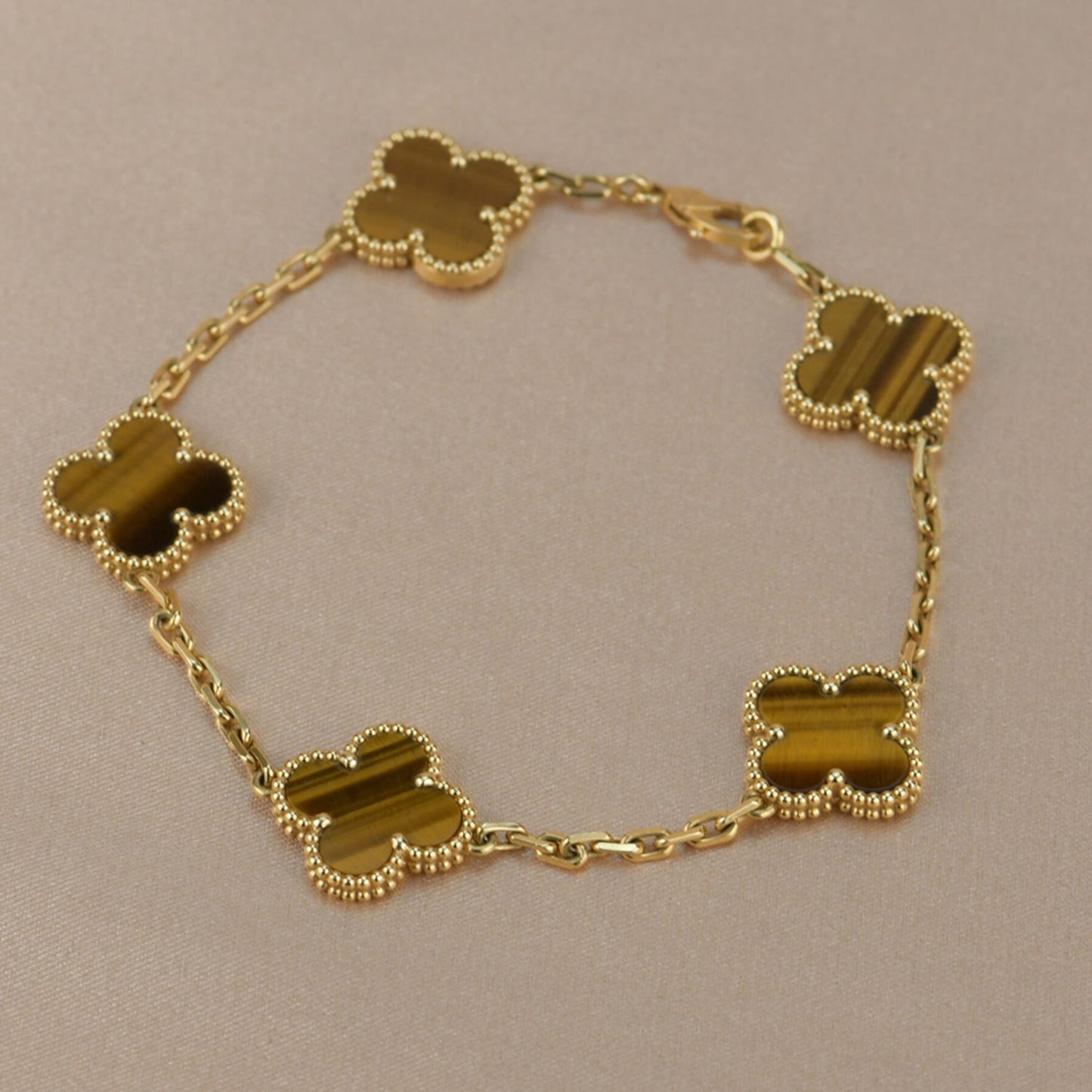 [Mystic Crown]CLOVER  5 MOTIFS TIGER EYE BRACELET
