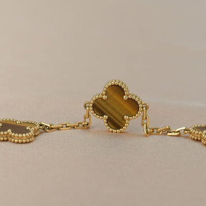 [Mystic Crown]CLOVER  5 MOTIFS TIGER EYE BRACELET