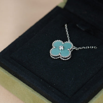 [Mystic Crown]CLOVER 15MM DIAMOND SVRES PORCELAIN  NECKLACE SILVER