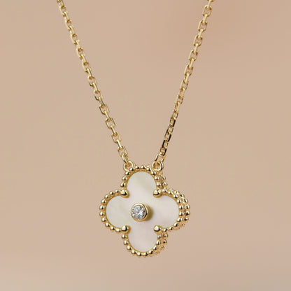 [Mystic Crown]CLOVER 15MM DIAMOND GOLD MOTHER OF PEARL NECKLACE