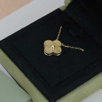 [Mystic Crown]CLOVER 15MM DIAMOND GOLD MOTHER OF PEARL NECKLACE