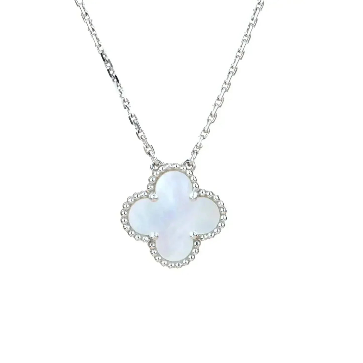 [Mystic Crown]CLOVER  15MM WHITE MOTHER-OF-PEARL SILVER