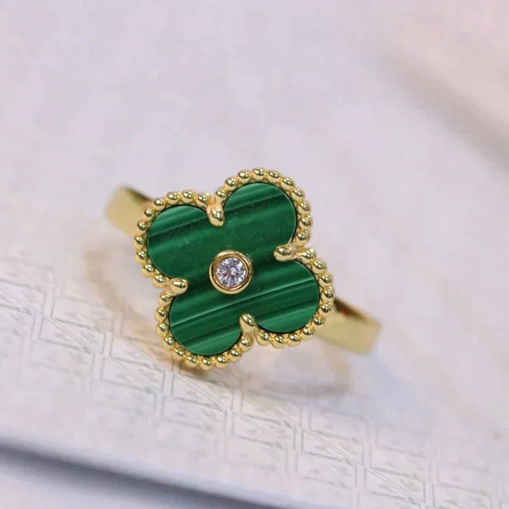 [Mystic Crown]CLOVER MALACHITE RING GOLD DIAMOND