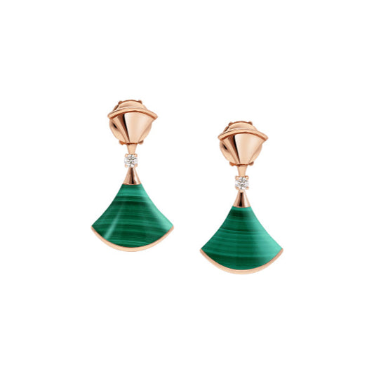 [Mystic Crown]DREAM MALACHITE PINK GOLD EARRINGS