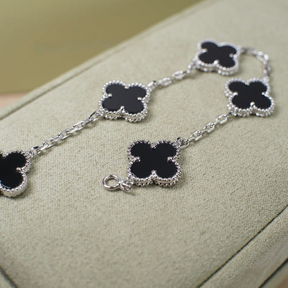 [Mystic Crown]CLOVER 5 MOTIF ONYXS  BRACELET SILVER