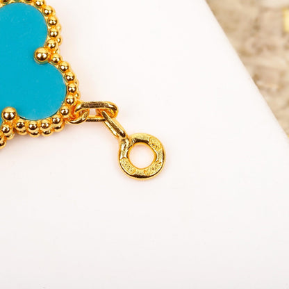 [Mystic Crown]CLOVER 5 MOTIF TURQUOISE DIAMOND GOLD BRACELET