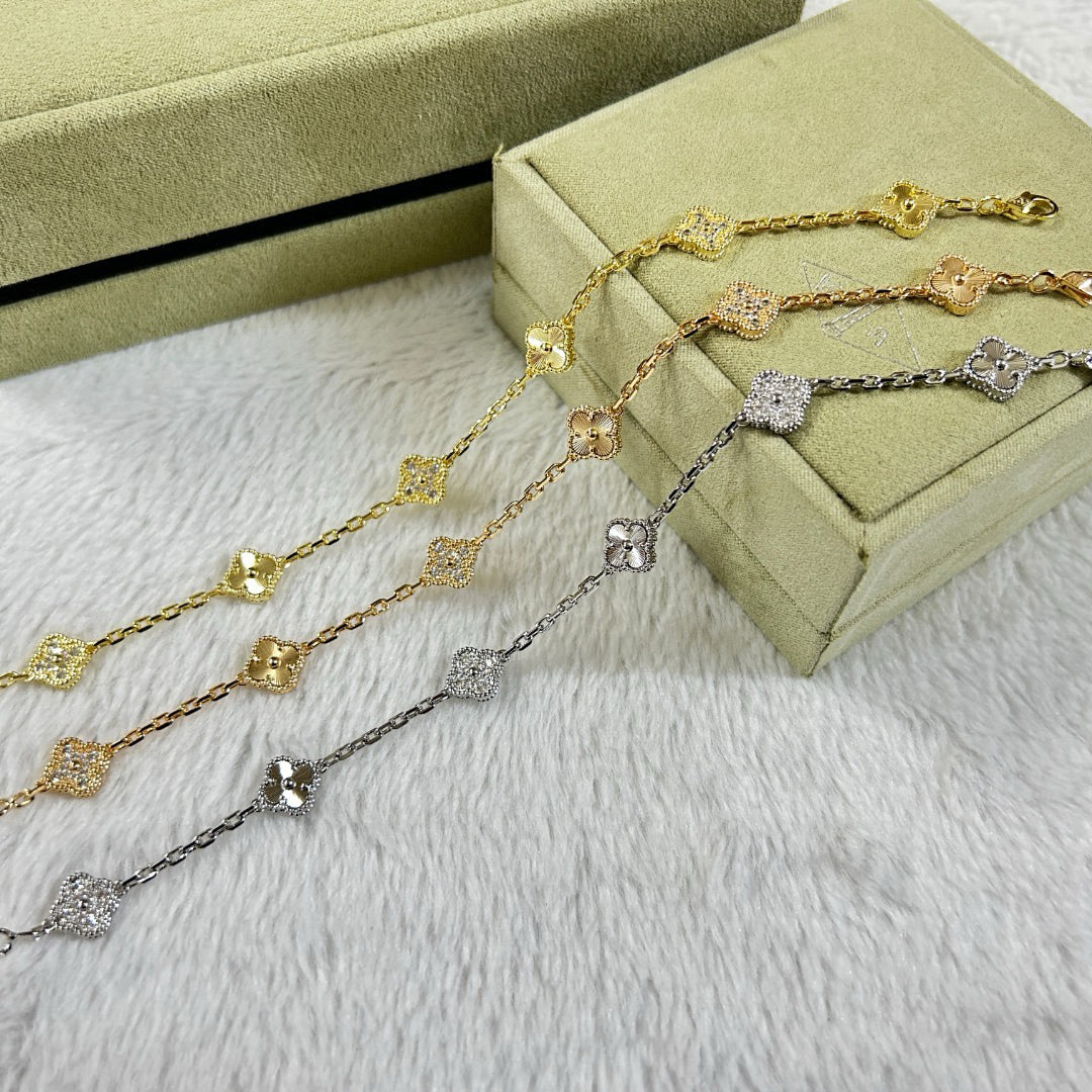 [Mystic Crown]CLOVER 6 MOTIF DIAMOND LASER BRACELET-w