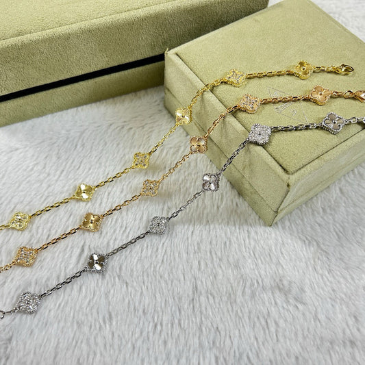 [Mystic Crown]CLOVER 6 MOTIF DIAMOND LASER BRACELET-w