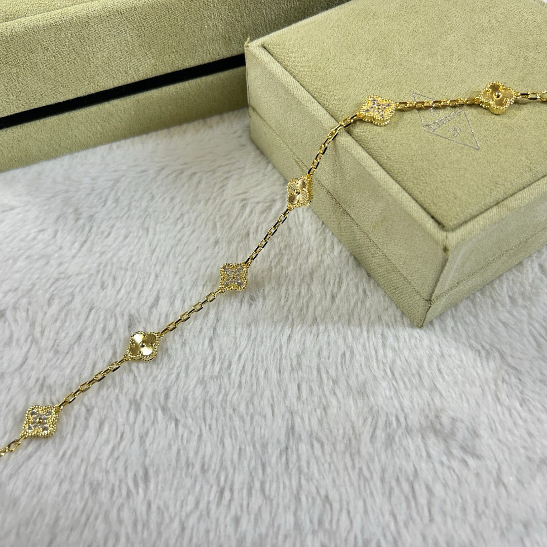 [Mystic Crown]CLOVER 6 MOTIF DIAMOND LASER BRACELET-w