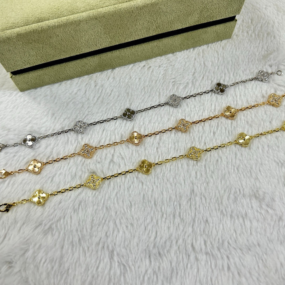 [Mystic Crown]CLOVER 6 MOTIF DIAMOND LASER BRACELET-w