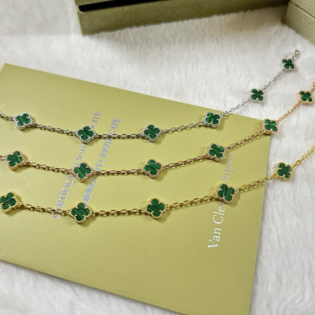 [Mystic Crown]CLOVER 6 MOTIF MALACHITE BRACELET-w