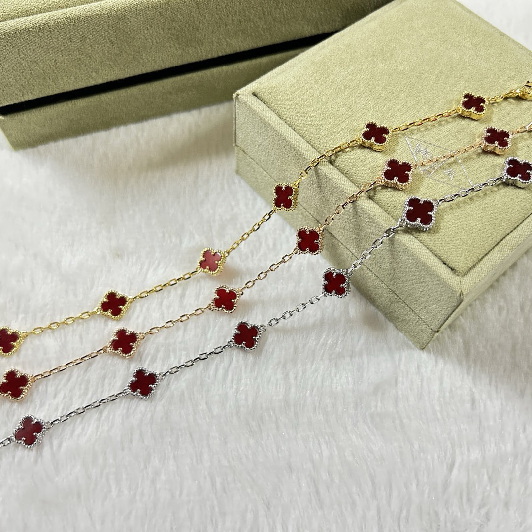 [Mystic Crown]CLOVER 6 MOTIF RED AGATE BRACELET-w