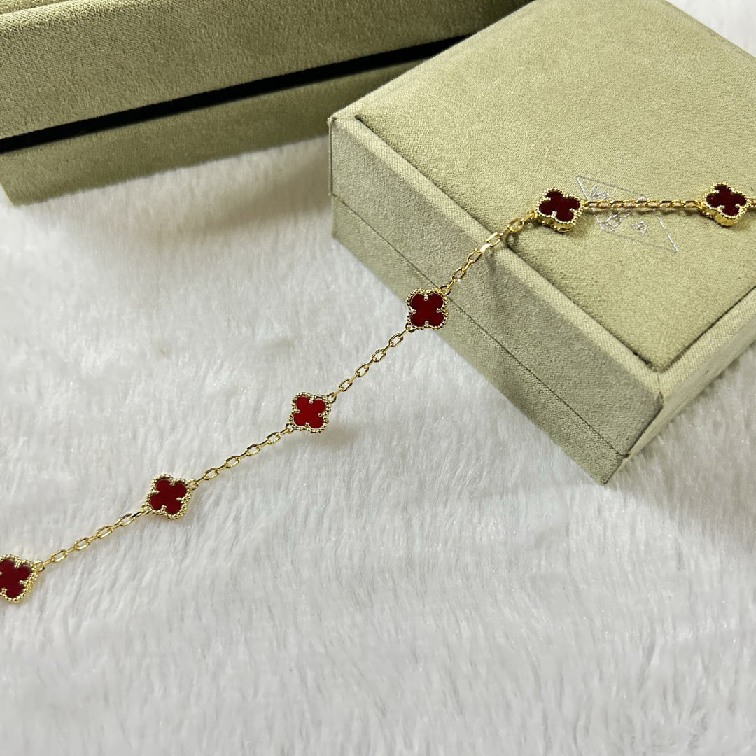 [Mystic Crown]CLOVER 6 MOTIF RED AGATE BRACELET-w