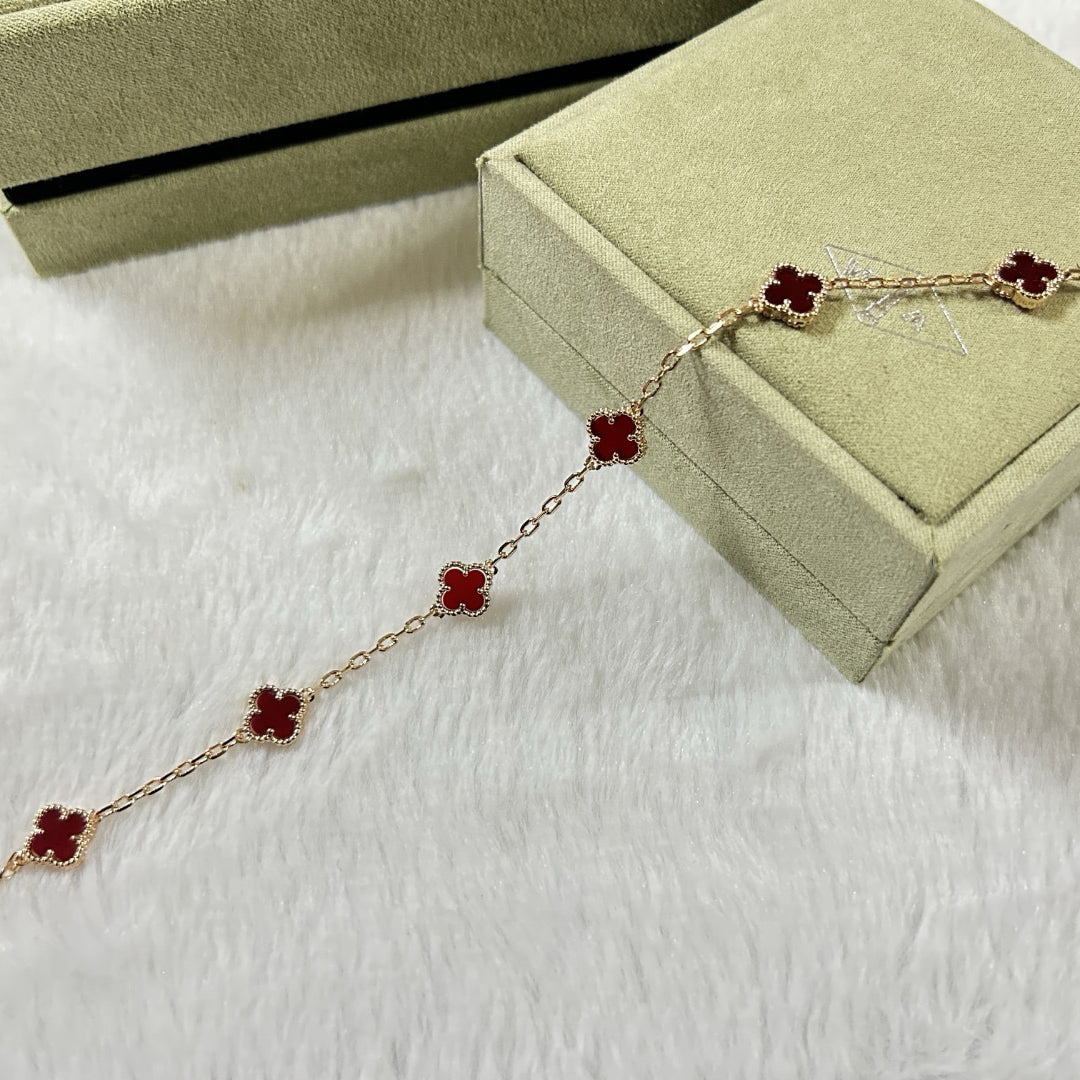 [Mystic Crown]CLOVER 6 MOTIF RED AGATE BRACELET-w
