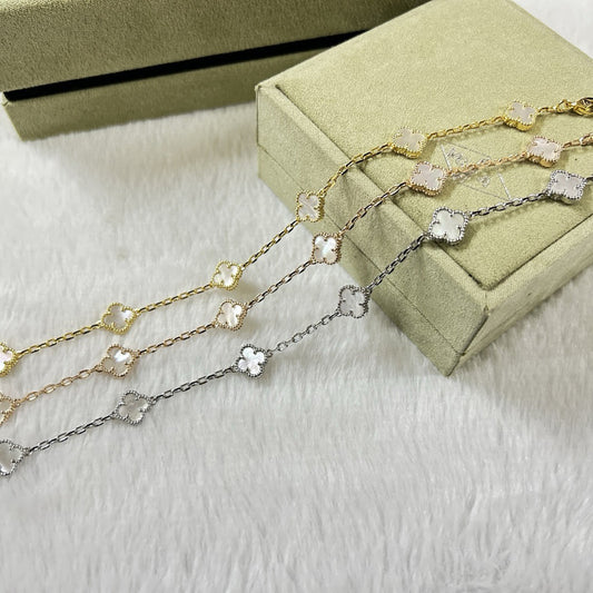 [Mystic Crown]CLOVER 6 MOTIF WHITE MOP BRACELET-w