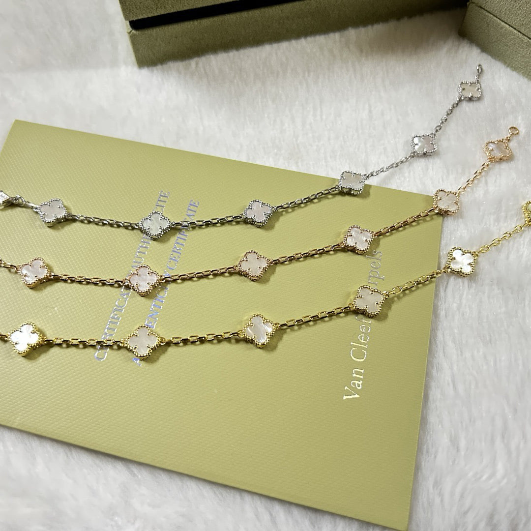 [Mystic Crown]CLOVER 6 MOTIF WHITE MOP BRACELET-w