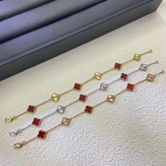 [Mystic Crown]CLOVER 6 MOTIF RED AGATE LASER BRACELET-w