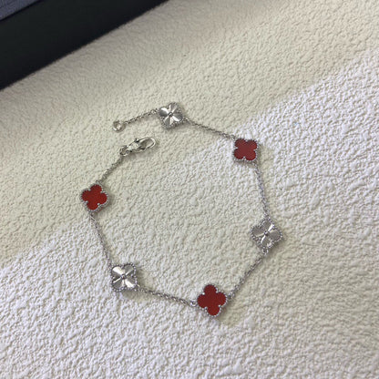 [Mystic Crown]CLOVER 6 MOTIF RED AGATE LASER BRACELET-w