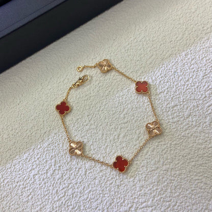[Mystic Crown]CLOVER 6 MOTIF RED AGATE LASER BRACELET-w