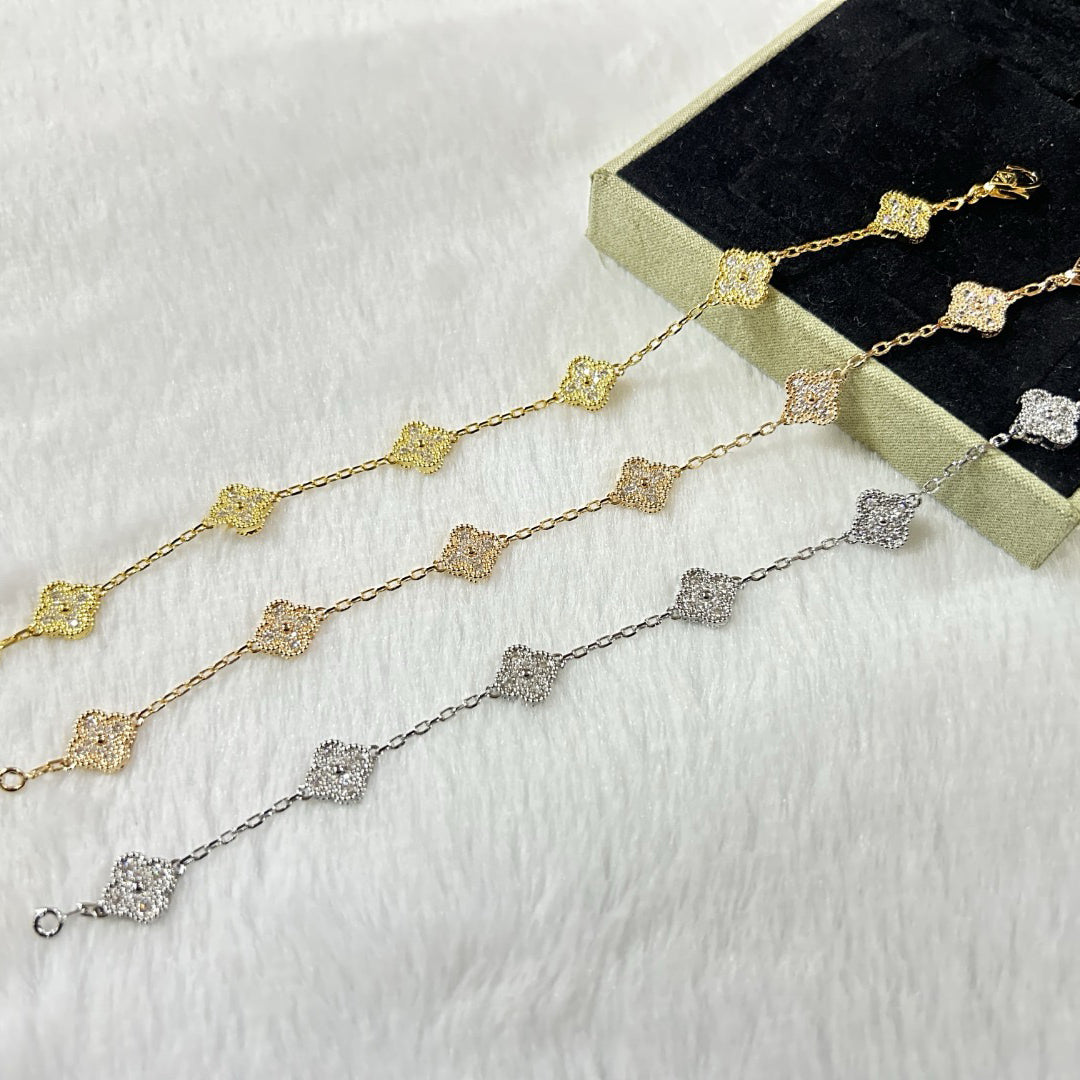 [Mystic Crown]CLOVER 6 MOTIF DIAMOND BRACELET-w