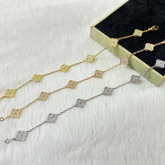 [Mystic Crown]CLOVER 6 MOTIF DIAMOND BRACELET-w
