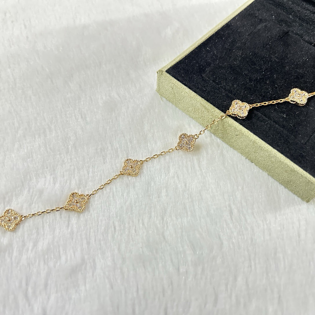[Mystic Crown]CLOVER 6 MOTIF DIAMOND BRACELET-w