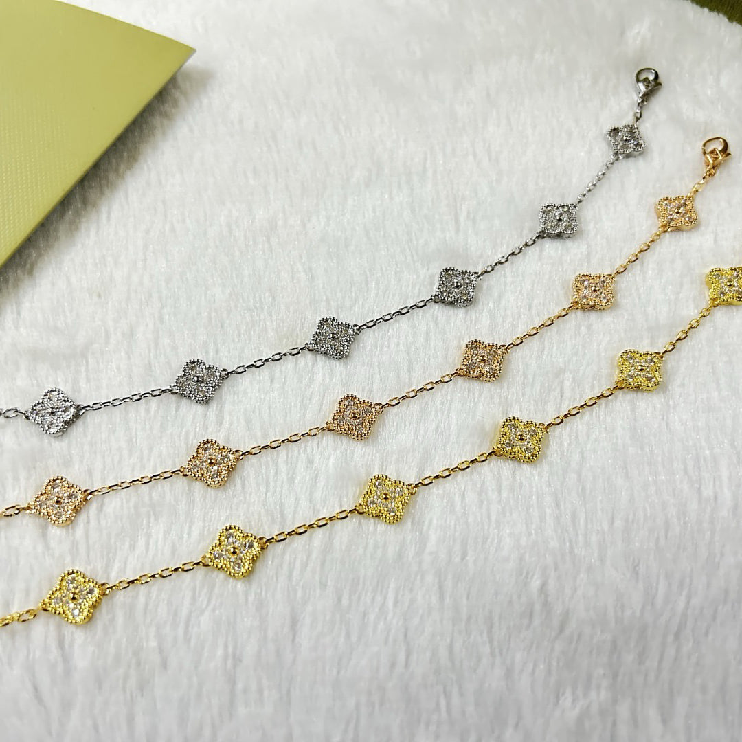 [Mystic Crown]CLOVER 6 MOTIF DIAMOND BRACELET-w